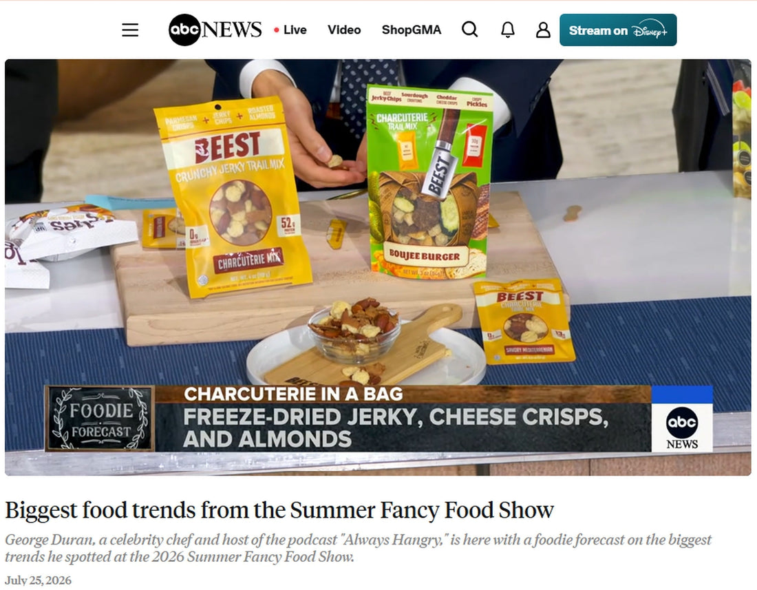 BEEST Charcuterie Trail Mix on the Good Morning America set during chef George Duran's Summer Fancy Food Show trends segment, July 25, 2026