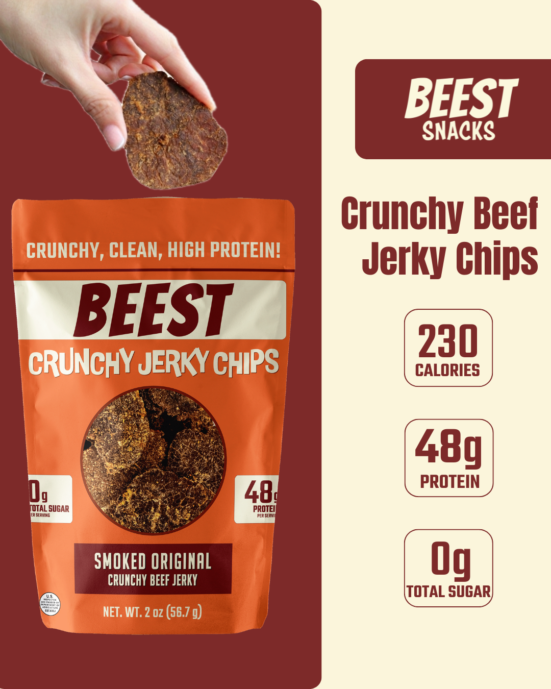 Crunchy Beef Jerky Chips – Smoked Original