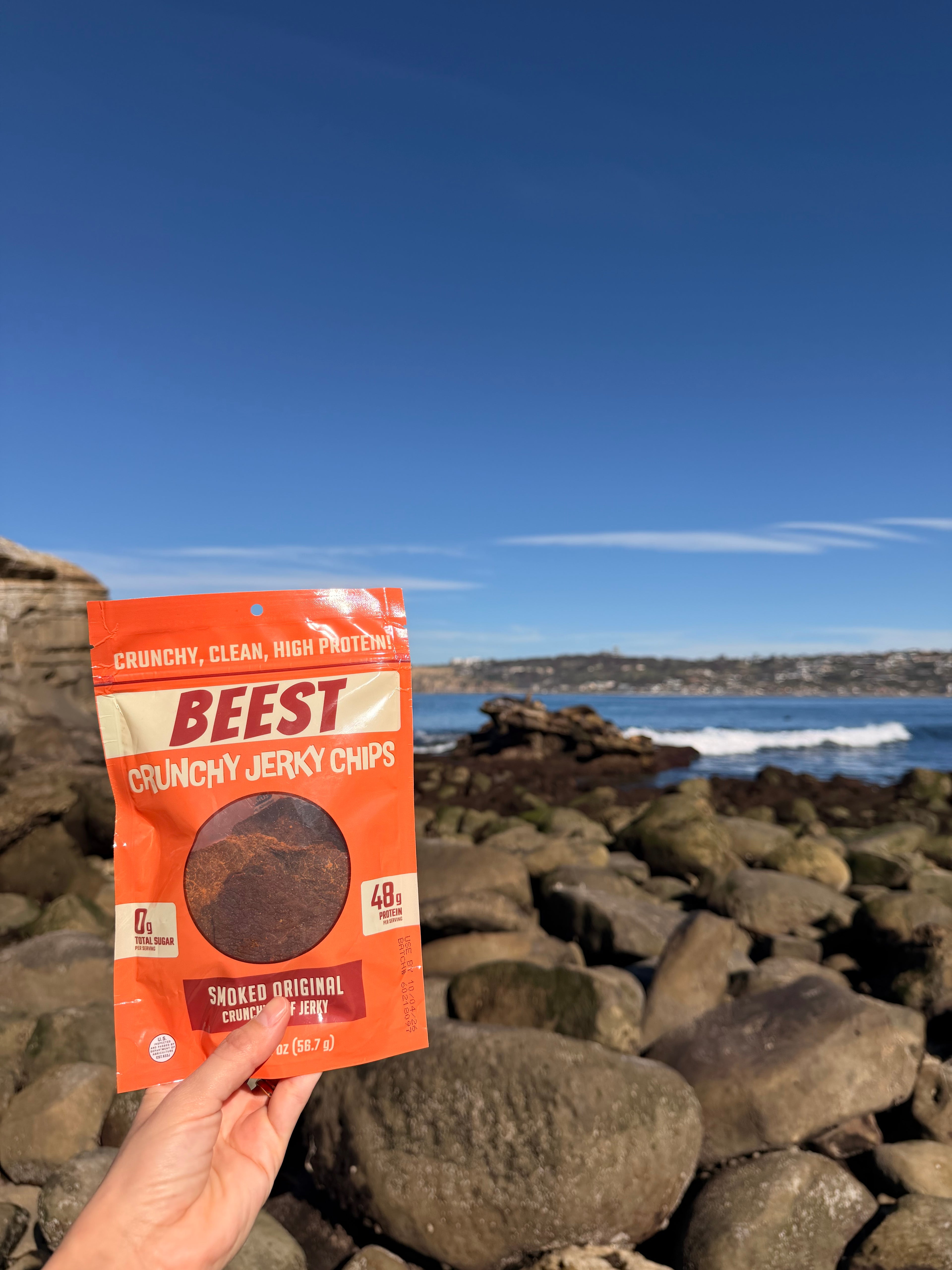 BEEST Snacks | Crunchy Beef Jerky Chips, Chip-like Crunch, 48g Protein per 2oz bag, , 230 Calories, Low Fat, Low Calorie, Carnivore, Paleo, Keto, Sugar Free, No Artificial Flavors or Preservatives, High Protein Meat Snack