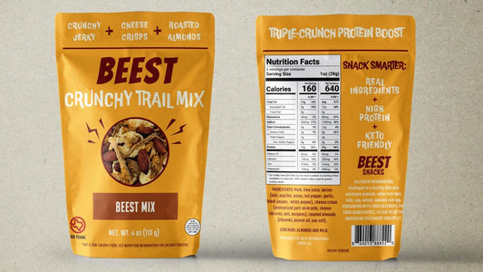 BEEST Crunchy Jerky Trail Mix  “Charcuterie Board in a Bag”  High-Protein Crunchy Jerky, Cheese & Almonds (4 oz)