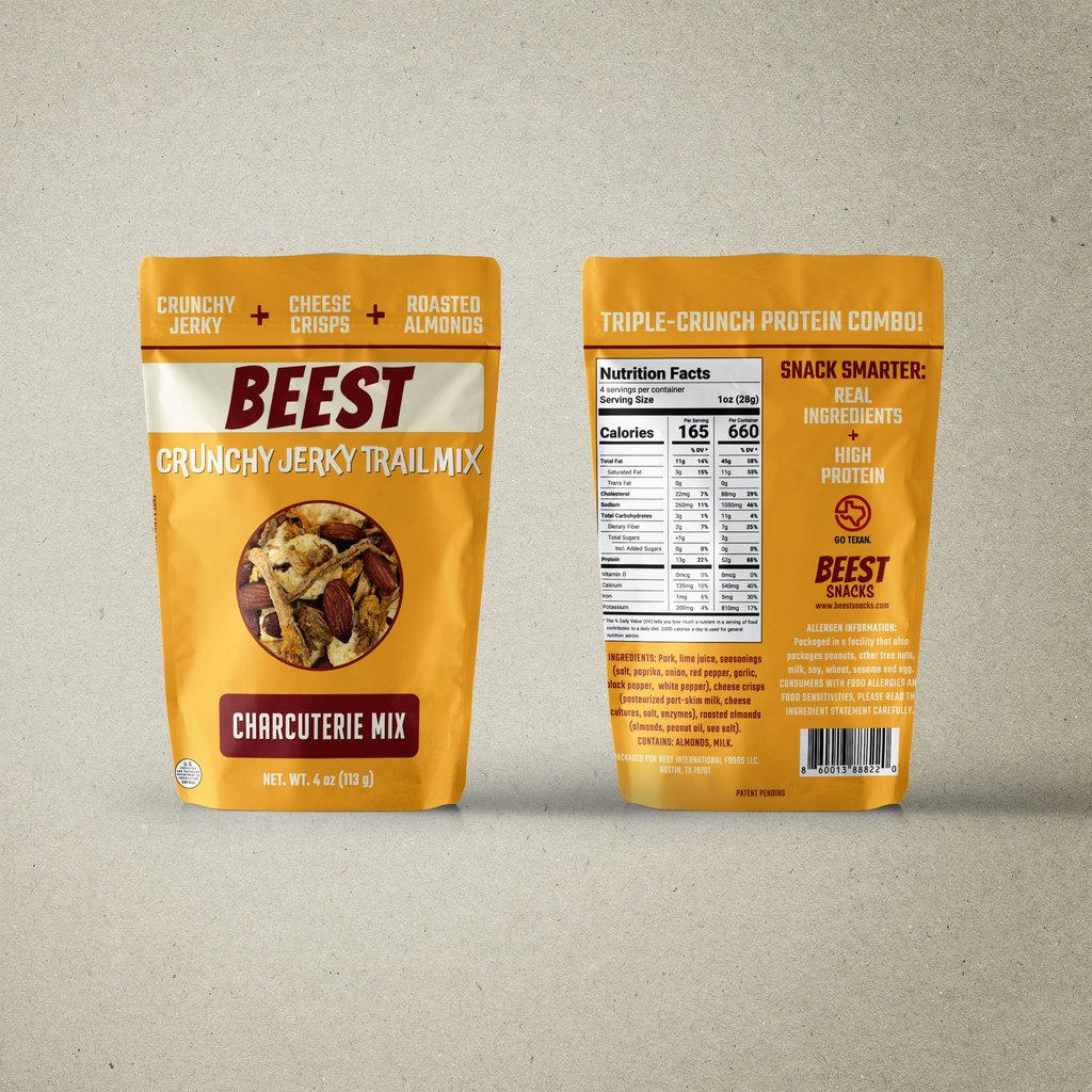 BEEST Charcuterie Trail Mix | High-Protein Snack, Crunchy Jerky, Parmesan Cheese Crisps & Almonds