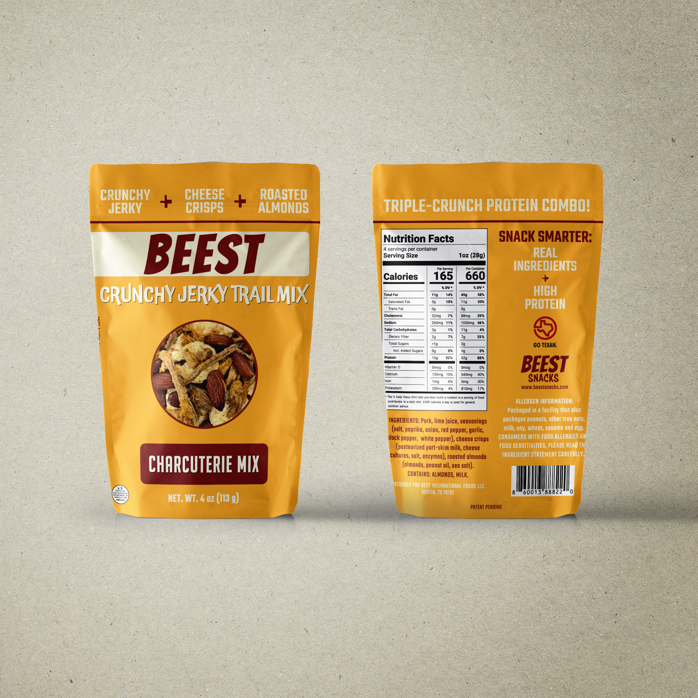 BEEST Charcuterie Trail Mix | High-Protein Snack, Crunchy Jerky, Parmesan Cheese Crisps & Almonds